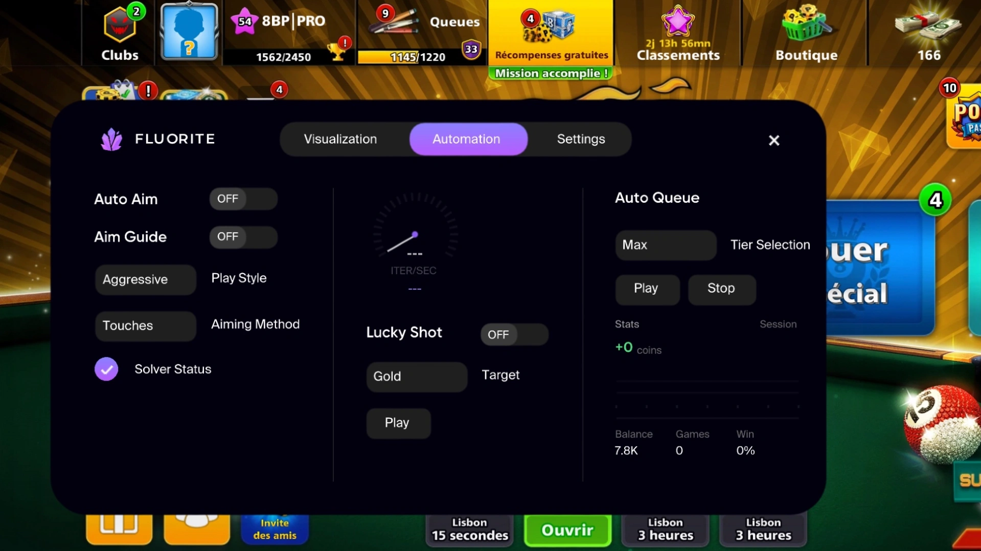 Fluorite: 8 Ball Pool Cheat (iOS)